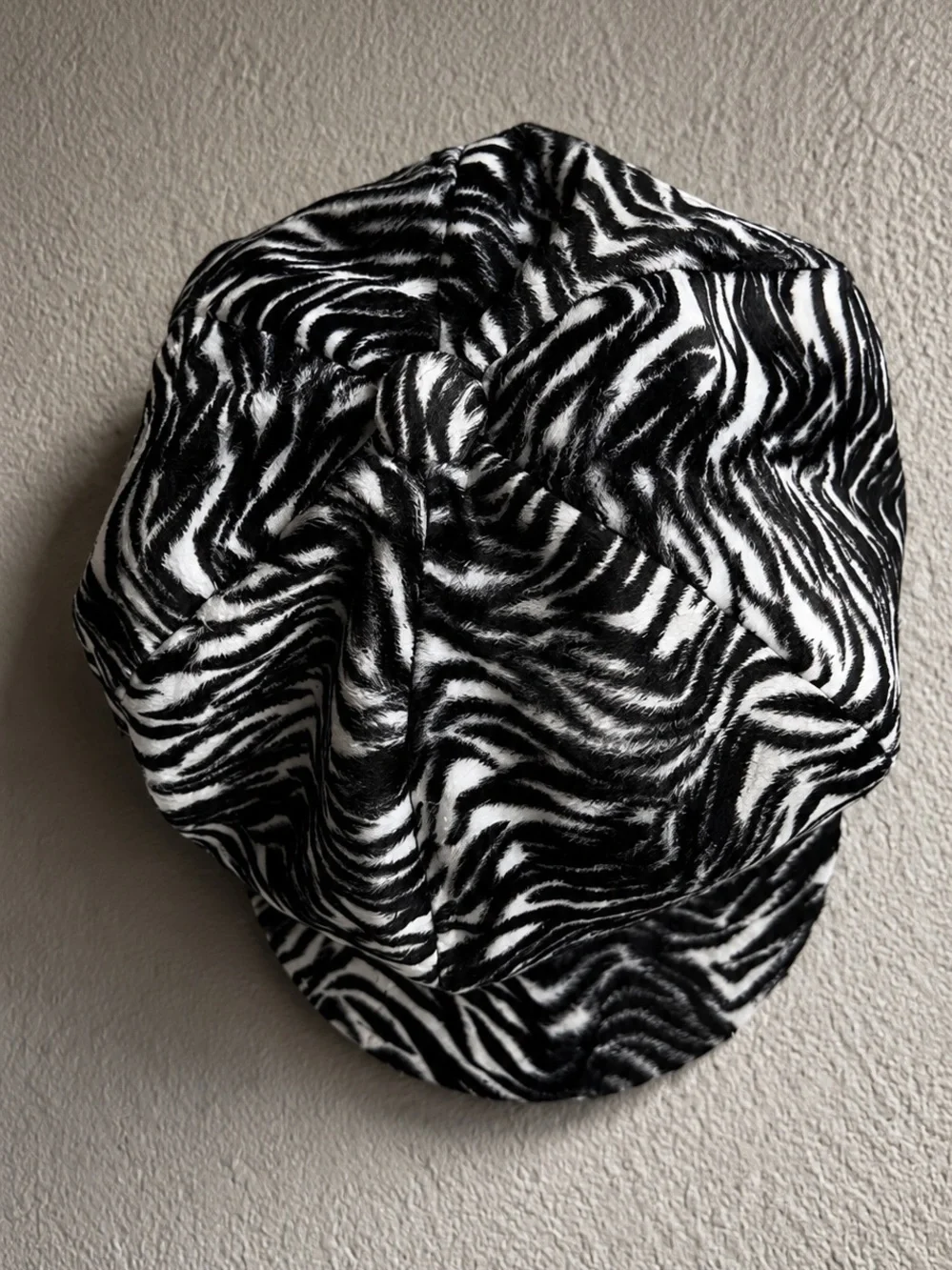 Vintage Arlin Zebra Print Newsboy Hat  | Faux Fur Cabby Cap | Y2K Statement Hat